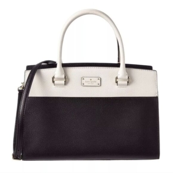 Kate Spade Combo Grove Street Caley Satchel Purse & Wallet Blk & Off White - Picture 2 of 13